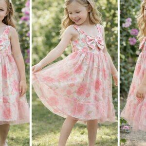 Catherine Malandrino Girls Floral Tulle Dress | Size 7–8 | Pink Bow Boutique